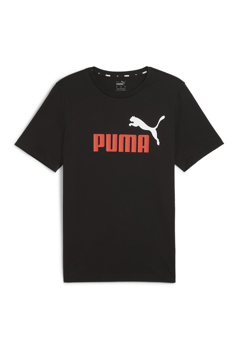 Puma, Памучна тениска Essentials+ 2 с лого, Червен/Бял/Черен