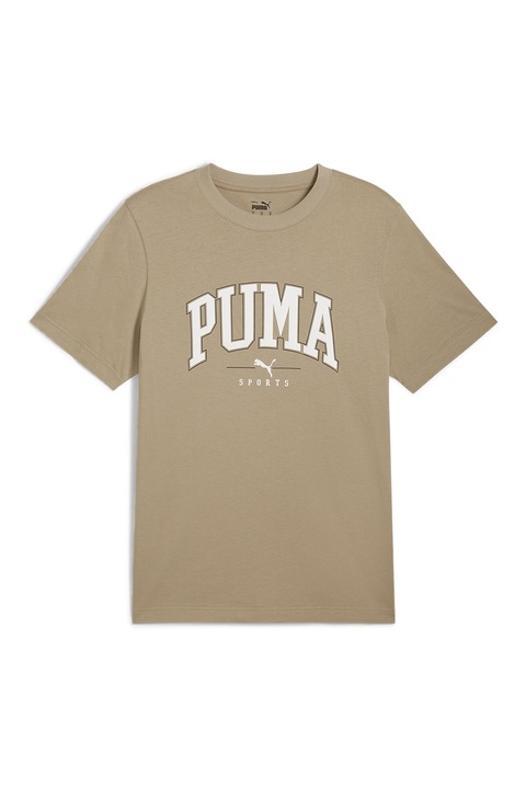 Puma, Tricou de bumbac cu imprimeu logo Squad, Maro nisip