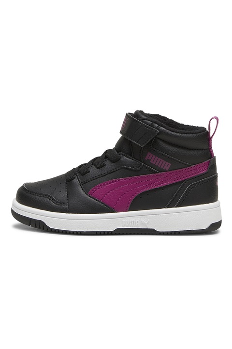 Puma, Pantofi sport de piele ecologica Rebound V6 Mid WTR AC+ PS, Negru/Violet