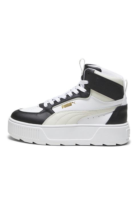 Puma, Pantofi sport medii de piele si piele ecologica Karmen, Alb/Negru
