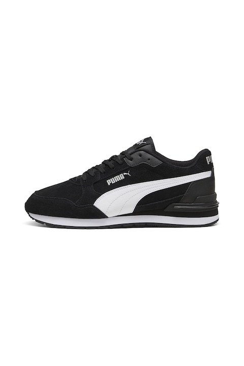 Puma, ST Runner v4 nyersbőr sneaker szintetikus részletekkel, Fehér/Fekete