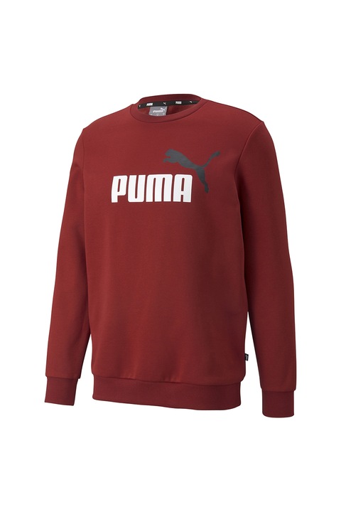 Puma, Суитшърт Essentials с овално деколте и лого, Червен, Бял, M