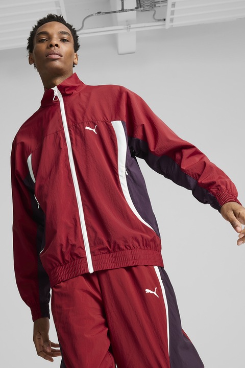 Puma, Jacheta cu model colorblock Celebrator, Rosu/Alb