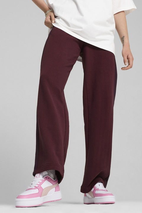 Puma, Спортен панталон с висока яка и лого, Тъмновиолетов