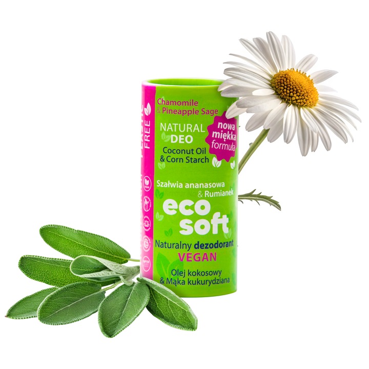 Deodorant natural, antiperspirant fara aluminiu, ambalaj ecologic, Ecosoft Herbal Garden, musetel si salvie, 50 g