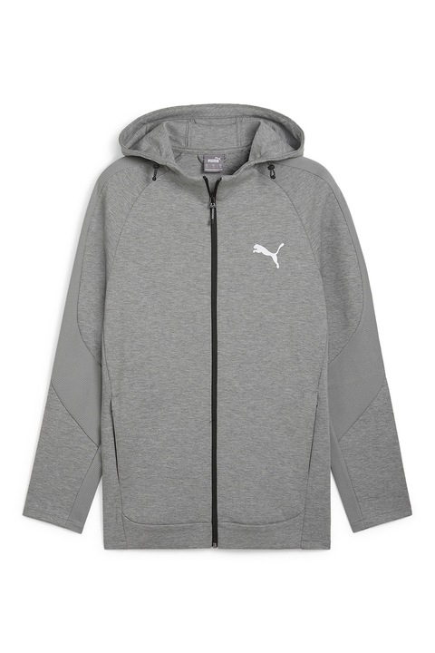 Puma, Худи Evostriped с цип и реглан ръкави, Сив меланж