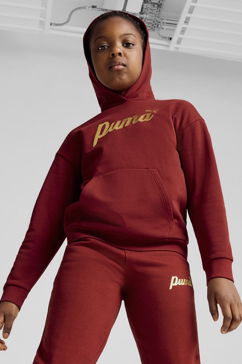 Puma, Худи ESS+ с лого и джоб кенгуру, Червен