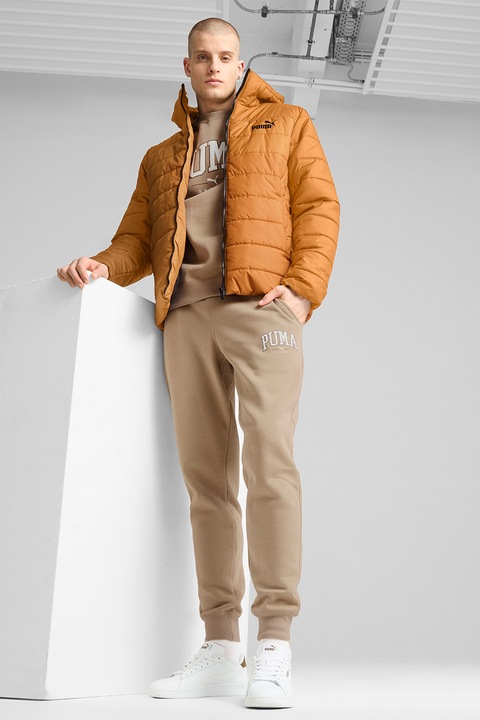 Puma, Geaca matlasata cu gluga Essentials, Negru/Caramel