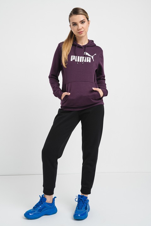 Puma, Hanorac regular fit cu logo si snururi de ajustare Essentials, Violet, M