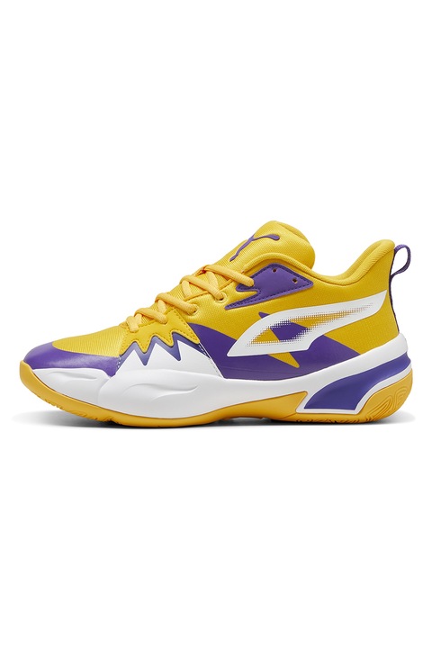 Puma, Pantofi unisex pentru baschet Genetics, Galben, Violet, 9.5