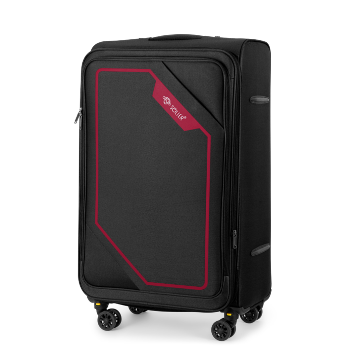 Valiza mediu moale pe roti negru rosu 55L M 23'' SOLIER SOFTFLEX 2240