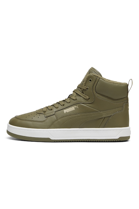 Puma, Pantofi sport mid-high de piele ecologica Caven 2.0, Verde sparanghel