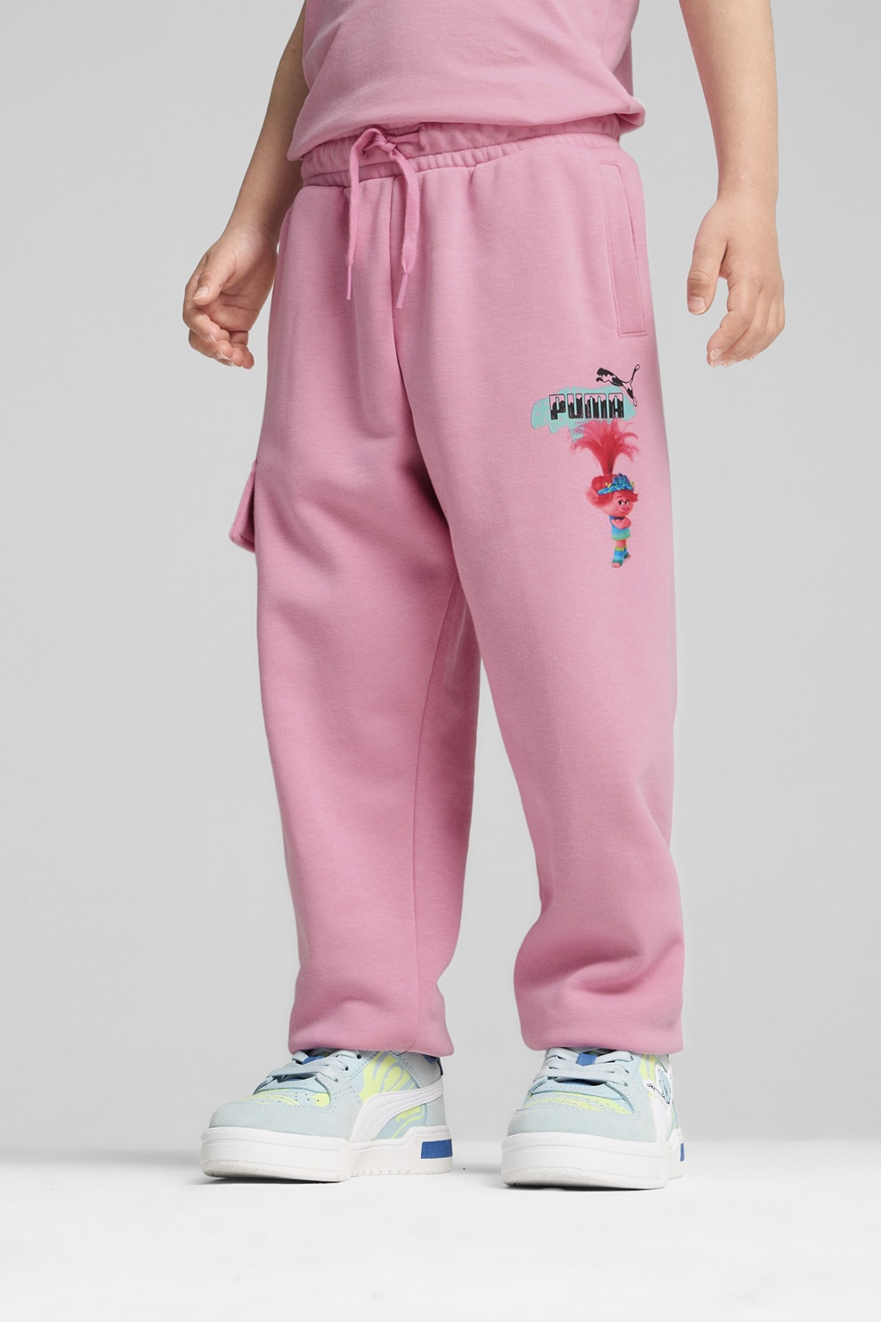 Puma, Pantaloni de trening cargo Trolls, Roz deschis, 104 CM