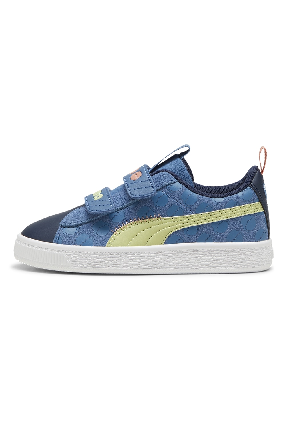 Puma, Pantofi sport de piele si piele intoarsa Classic, Albastru, Verde fistic, 27.5 EU