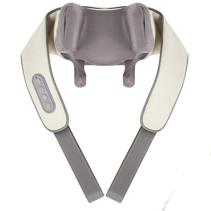 Aparat De Masaj SIKS Cu Role Shiatsu, Pentru Zona Cervicala, Gat, Umeri, Lombar, Dispozitiv De Masaj Pentru Spate Cu Incalzire, Amelioreaza Durerea, Ofera Relaxare Musculara, Gri