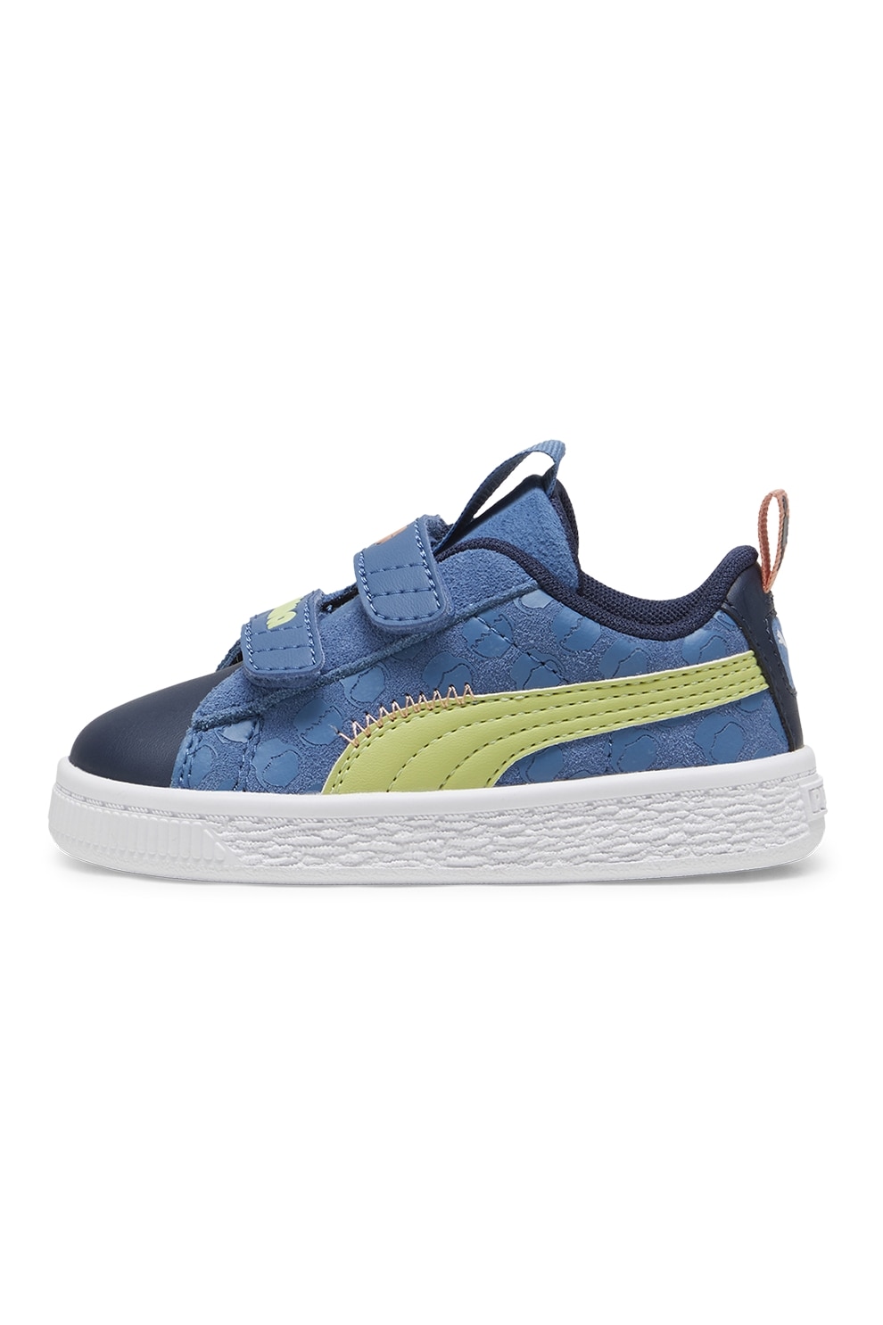 Puma, Pantofi sport de piele si piele intoarsa Classic, Albastru, Verde fistic, 19 EU