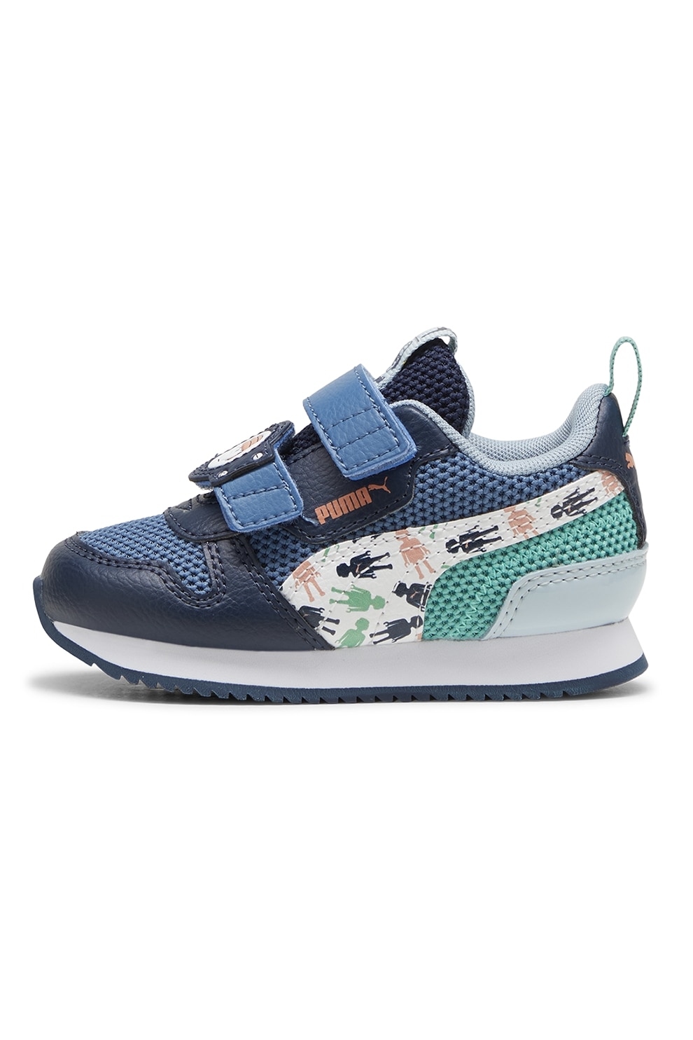 Puma, Pantofi sport cu plasa R78 Playmobil, Bleumarin, Verde menta, 19 EU