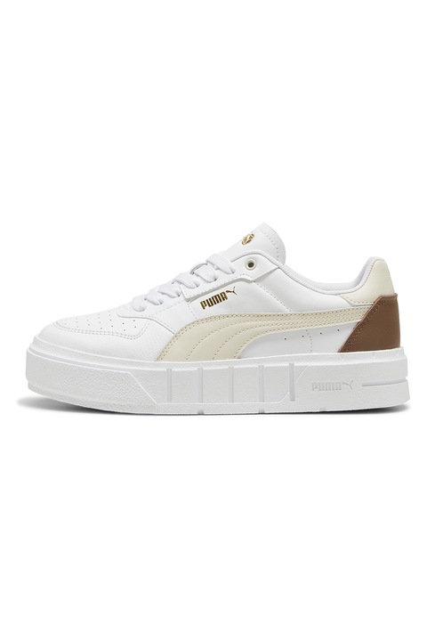 Puma, Pantofi sport de piele si piele ecologica Cali Court, Alb/Crem