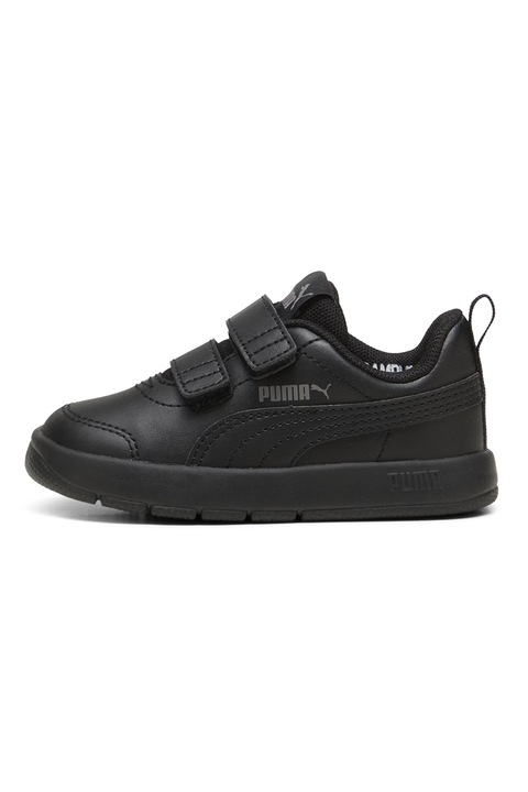 Puma, Pantofi sport Courtflex din piele ecologica cu velcro, Negru