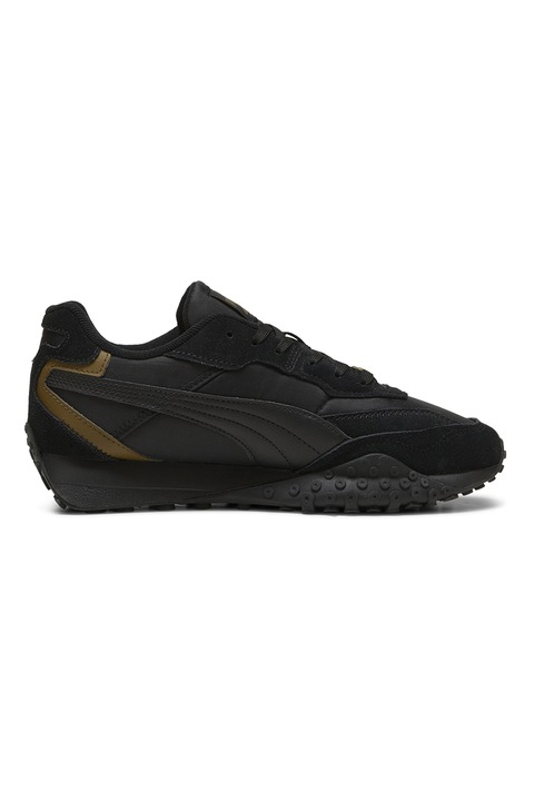 Puma, Pantofi sport cu detalii de piele intoarsa Blktop Rider, Negru/Maro Ocru