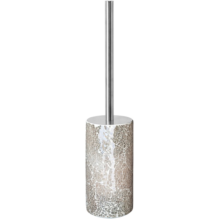 Perie WC cu suport Aquasanit Dora, decoratiune mozaic, sticla, Beige