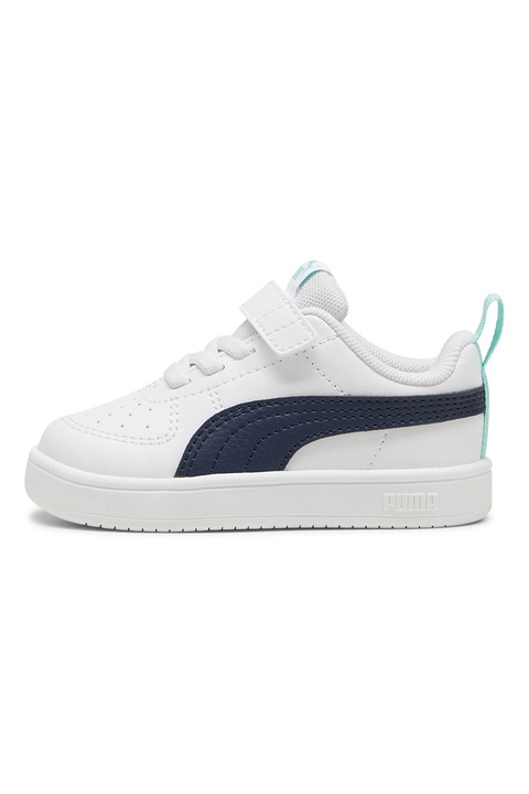 Puma, Pantofi sport unisex Rickie AC+ din piele ecologica cu inchidere velcro, Albastru ultramarin, Alb murdar, 27 EU