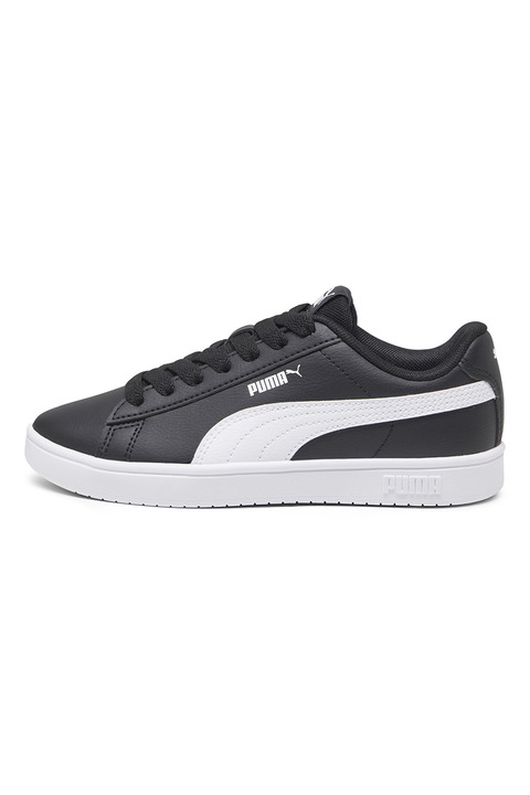 Puma, Pantofi sport Rickie Classic de piele ecologica si material textil, Alb/Negru stins