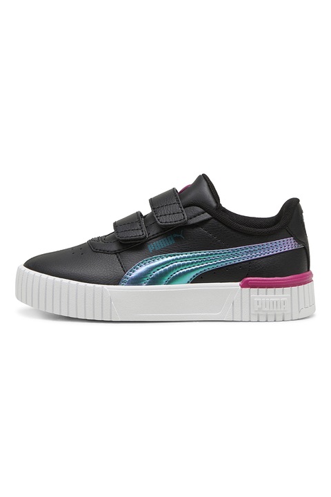 Puma, Pantofi sport din piele ecologica Carina 2.0 Bouncy Sky V PS E, Negru/Violet/Verde inchis