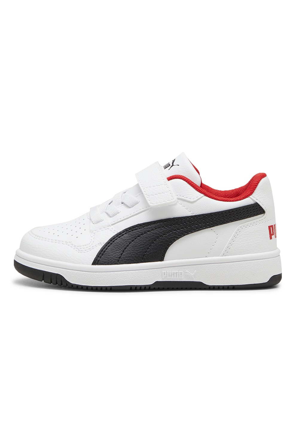 Puma, Pantofi sport din piele ecologica cu inchidere velcro Reb-L AC+ PS, Rosu, Negru, Alb, 27.5 EU