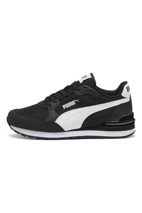 Puma, ST Runner v4 NL műbőr sneaker textil betétekkel, Fehér/Fekete
