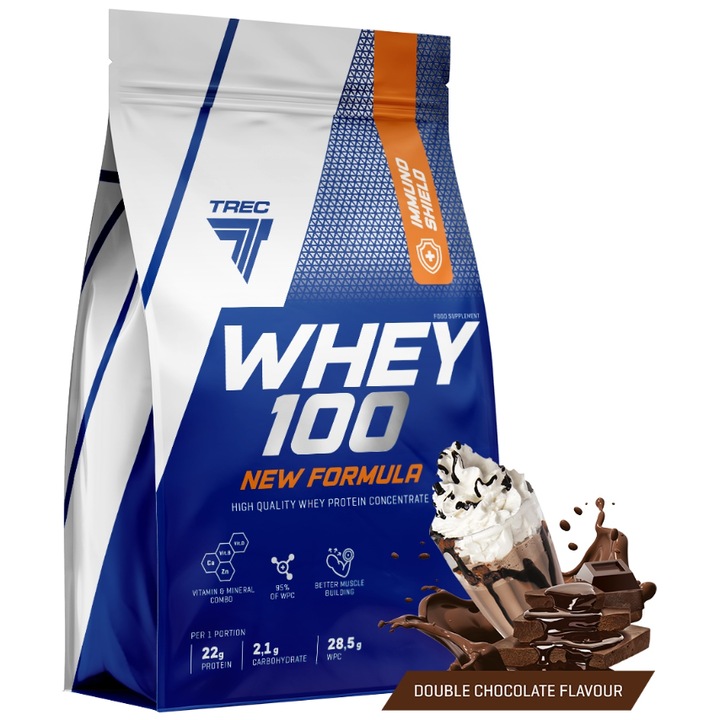 Proteine Trec Nutrition Whey 100 New Formula, 700g, Double Chocolate