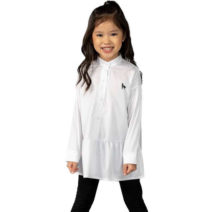 Camasa casual pentru fete, tip tunica cu croiala oversize, Alb