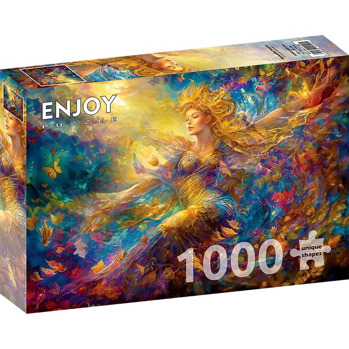 Puzzle 1000 Piese ENJOY – Beautiful Storm, Zana Magica, Frunze de Toamna – Aspect Mat Anti-Reflexii, Suprafata Catifelata, Piese Rigide cu Forme Unice, Imbinare Stransa, Culori Intense, Inlocuire Piese Lipsa – 68x48 cm