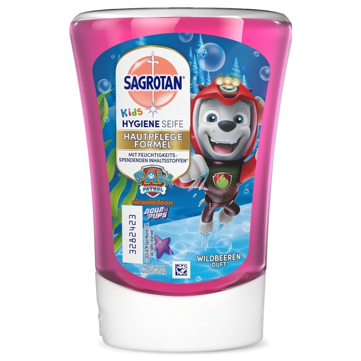 Rezerva sapun lichid antibacterian Sagrotan Kids No Touch cu Fructe de Padure pentru dozatorul automat cu senzor, 250 ml - compatibil cu DETTOL