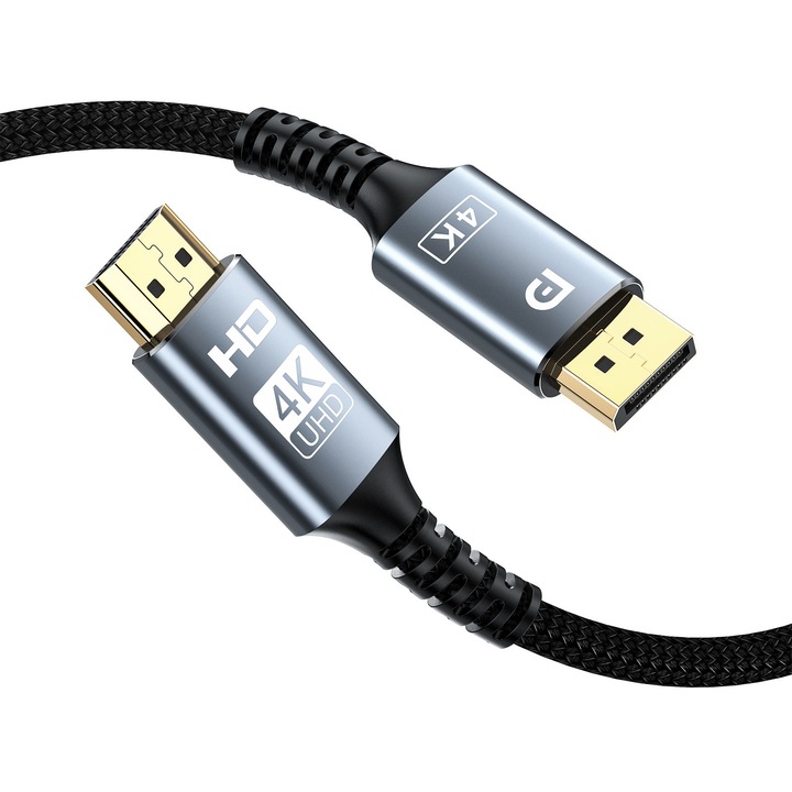 Адапторен кабел, Display Port към HDMI 4K HDR Tata, JADAYA, 3M, DP DisplayPort конвертор, еднопосочен