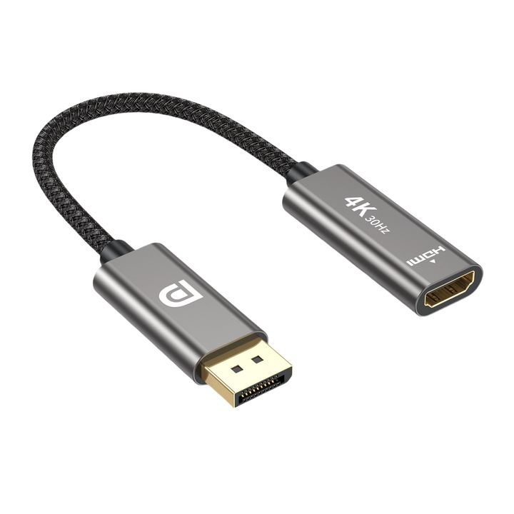 Кабелен адаптер, Display Port към HDMI 4K майка, JADAYA, 0,2M, DisplayPort DP конвертор, еднопосочен