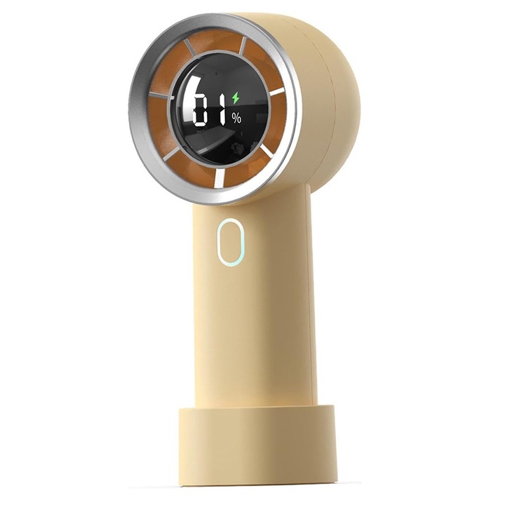 Hordozható ventilátor, 1200 mAh, W160, szilikon, sárga