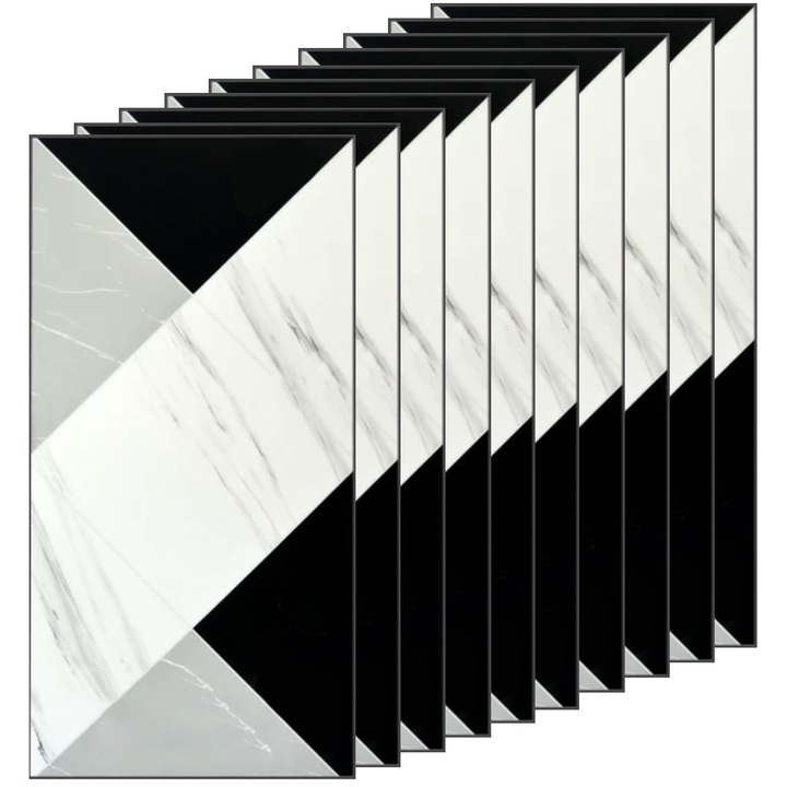 Set 50x Tapet Marmura Premium 3D Teno®, suprafata acoperire 9 mp, autoadeziv, waterproof, usor de montat, design modern, 30x60 cm, gri