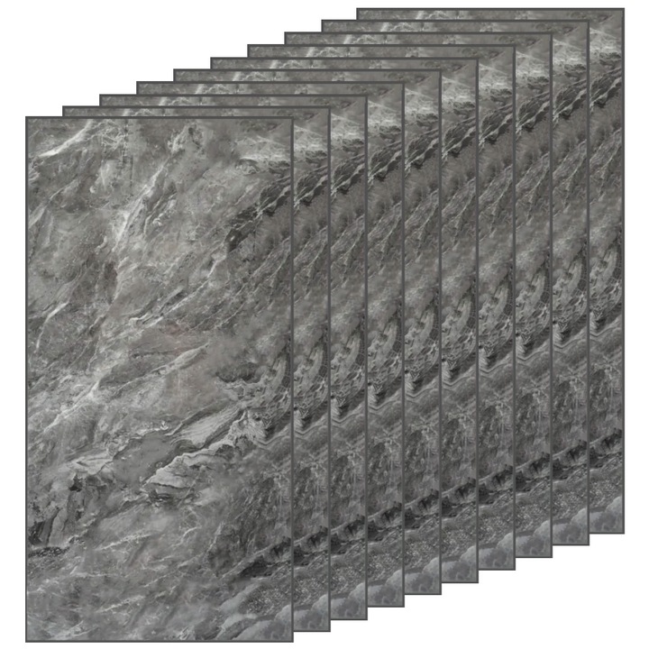40x Premium 3D Teno® Marble Tapéta panel készlet, fedőfelület 7,2 nm, öntapadós, vízálló, könnyen felszerelhető, modern kivitelű, 30x60 cm, sötétszürke