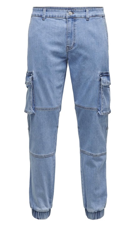 Kúpos, zsebes farmernadrág, Only&Sons, pamut, kék, Halványkék