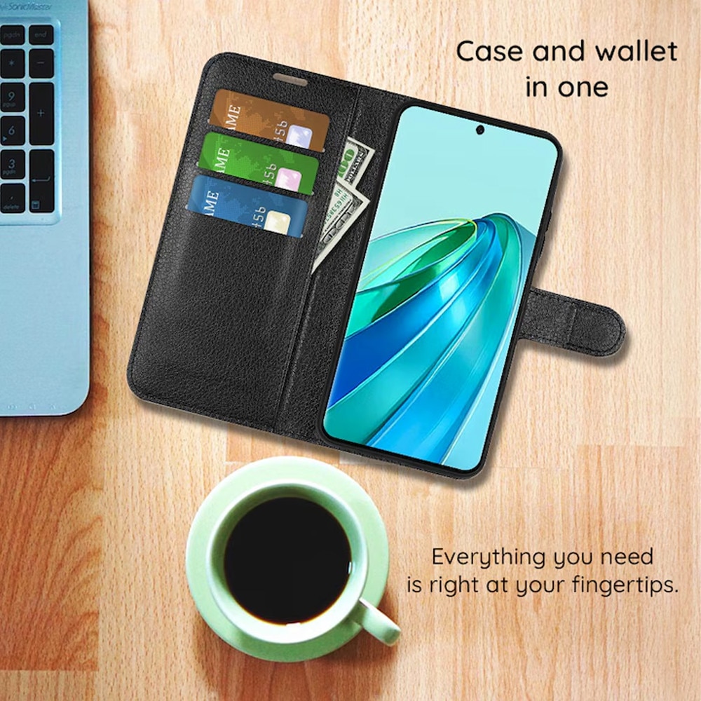 Husa tip carte cu clapeta LederPly pentru Samsung Galaxy A57, Flip Cover, Inchidere magnetica, Buzunar Card si Bacnote, Design piele, Protectie completa, Functie Stand, Negru