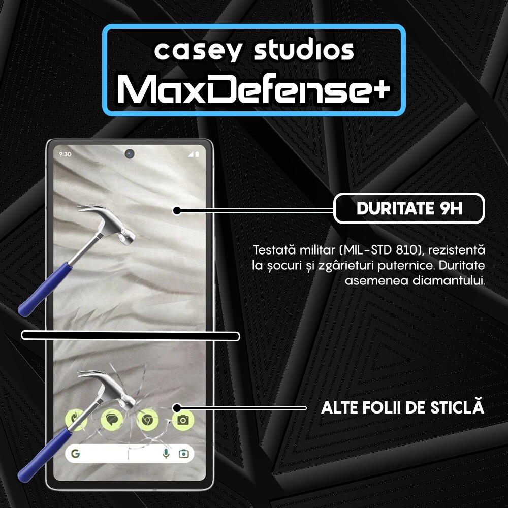 Folie Sticla CASEY STUDIOS™ compatibila cu Google Pixel 7a, Full Cover 3D, Full Glue, Duritate Militara, Ultra HD, Anti Zgarieturi, Anti Amprente, Anti Socuri, Margini Negre