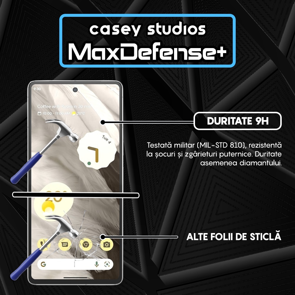 Folie Sticla CASEY STUDIOS™ compatibila cu Google Pixel 7, Full Cover 3D, Full Glue, Duritate Militara, Ultra HD, Anti Zgarieturi, Anti Amprente, Anti Socuri, Margini Negre