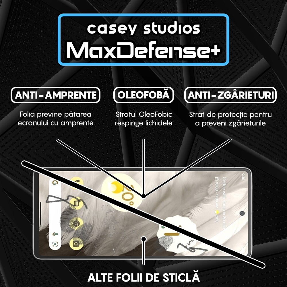 Folie Sticla CASEY STUDIOS™ compatibila cu Google Pixel 7, Full Cover 3D, Full Glue, Duritate Militara, Ultra HD, Anti Zgarieturi, Anti Amprente, Anti Socuri, Margini Negre