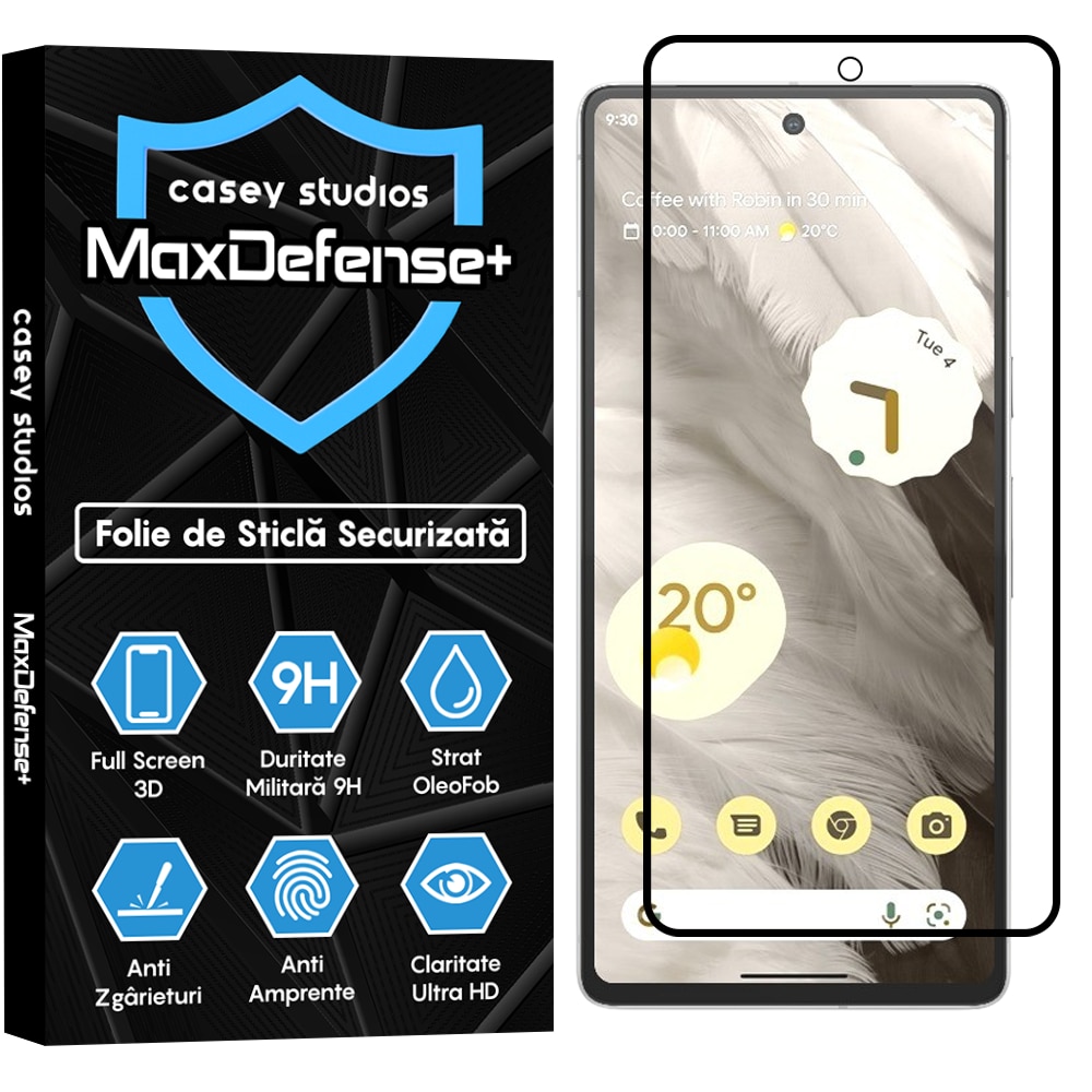 Folie Sticla CASEY STUDIOS™ compatibila cu Google Pixel 7, Full Cover 3D, Full Glue, Duritate Militara, Ultra HD, Anti Zgarieturi, Anti Amprente, Anti Socuri, Margini Negre