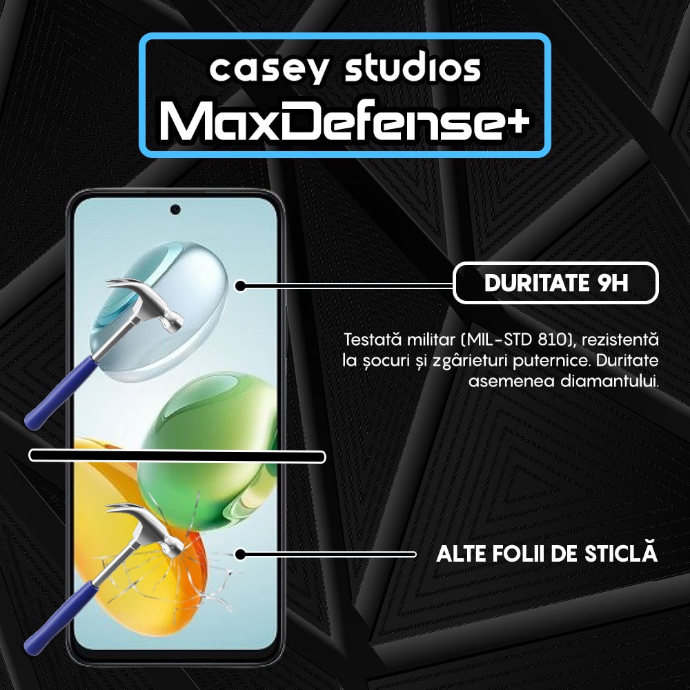 Folie Sticla CASEY STUDIOS™ compatibila cu Honor Play 60 Plus, Full Cover 3D, Full Glue, Duritate Militara, Ultra HD, Anti Zgarieturi, Anti Amprente, Anti Socuri, Margini Negre