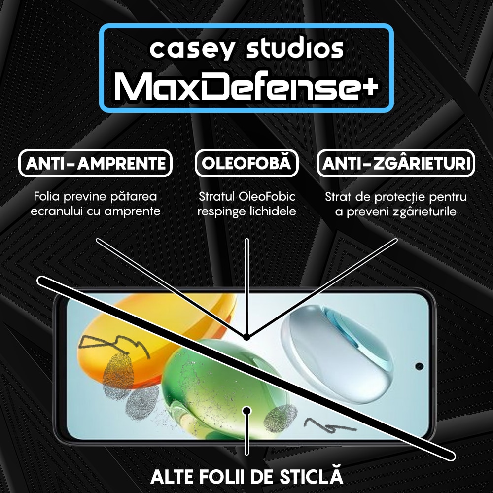Folie Sticla CASEY STUDIOS™ compatibila cu Honor Play 60 Plus, Full Cover 3D, Full Glue, Duritate Militara, Ultra HD, Anti Zgarieturi, Anti Amprente, Anti Socuri, Margini Negre