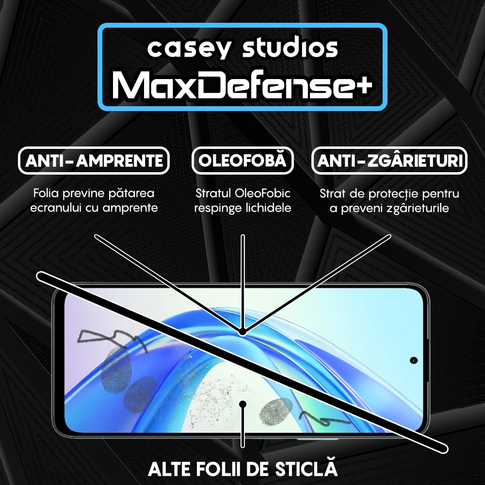 Folie Sticla CASEY STUDIOS™ compatibila cu Honor X7b / X7b 5G / X7b 5G (50 MP), Full Cover 3D, Full Glue, Duritate Militara, Ultra HD, Anti Zgarieturi, Anti Amprente, Anti Socuri, Margini Negre