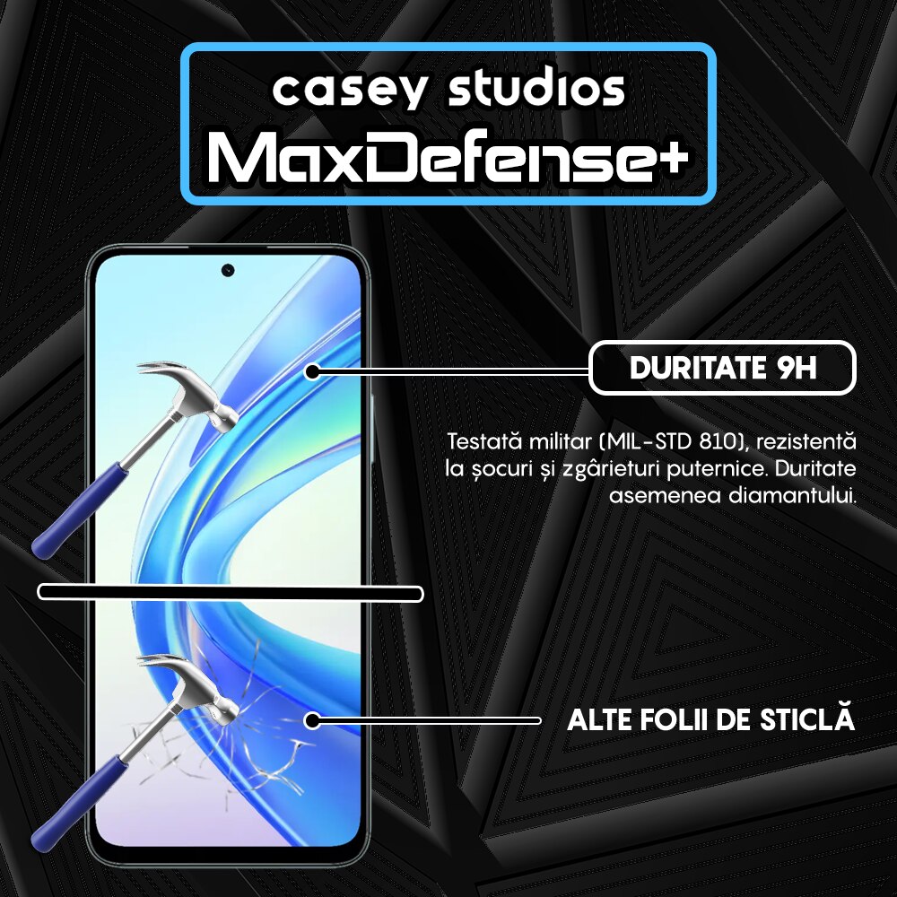Folie Sticla CASEY STUDIOS™ compatibila cu Honor X7b / X7b 5G / X7b 5G (50 MP), Full Cover 3D, Full Glue, Duritate Militara, Ultra HD, Anti Zgarieturi, Anti Amprente, Anti Socuri, Margini Negre