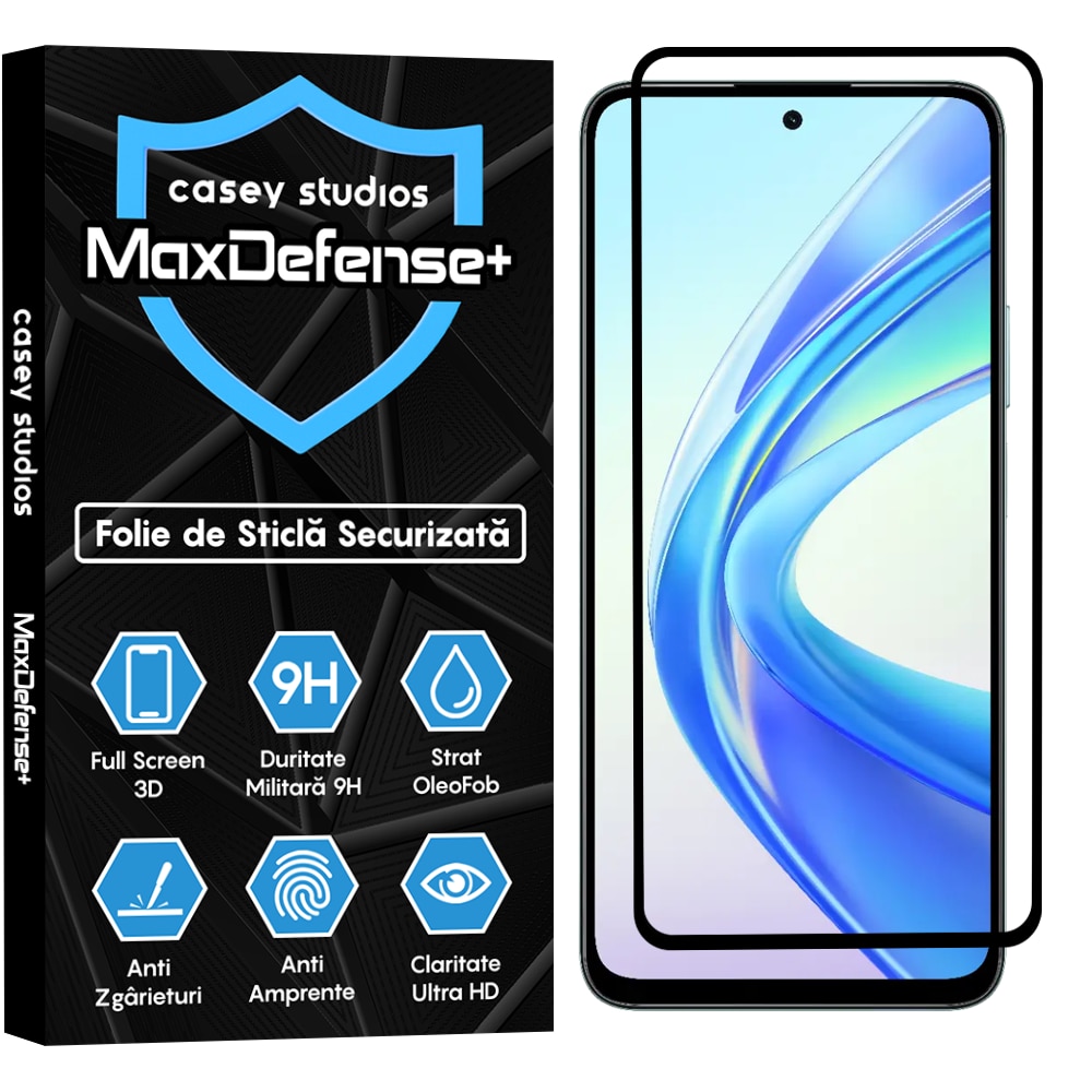 Folie Sticla CASEY STUDIOS™ compatibila cu Honor X7b / X7b 5G / X7b 5G (50 MP), Full Cover 3D, Full Glue, Duritate Militara, Ultra HD, Anti Zgarieturi, Anti Amprente, Anti Socuri, Margini Negre